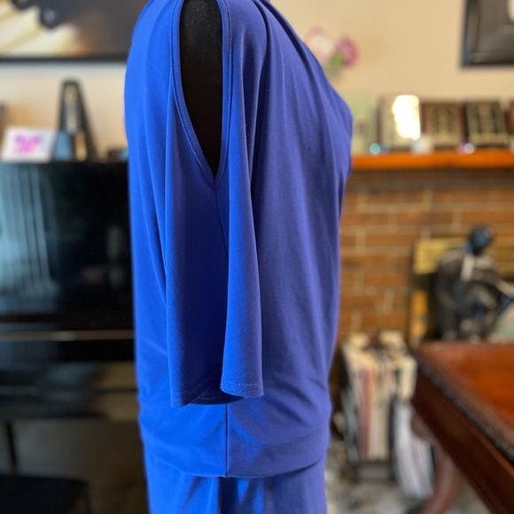 VTG 90s JOSEPH RIBKOFF Blue Stretch Blouse Shirt Top - Picture 2 of 7